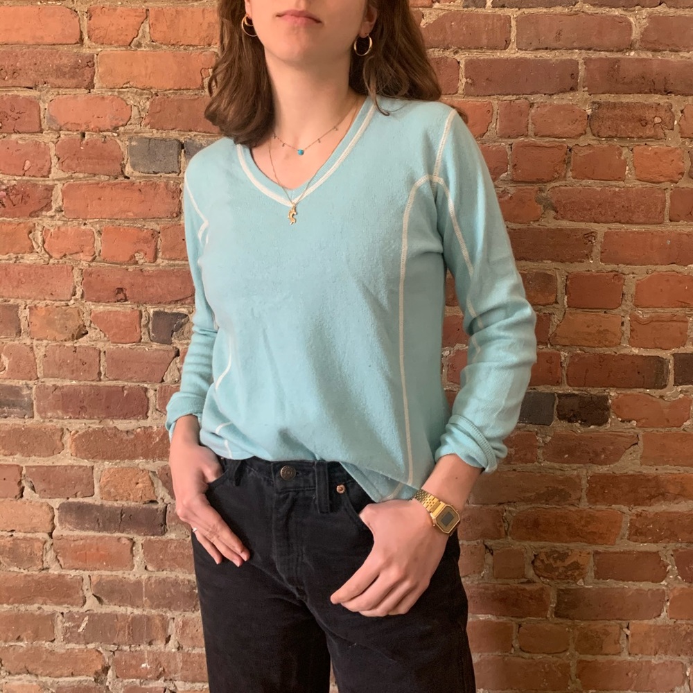 Baby Blue Italian Cashmere Sweater - Picture 1 of 4